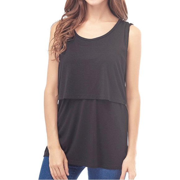 SMALLSHOW Sleeveless Maternity Nursing Tank Top Black Size MEDIUM (Small Show) - Picture 1 of 8